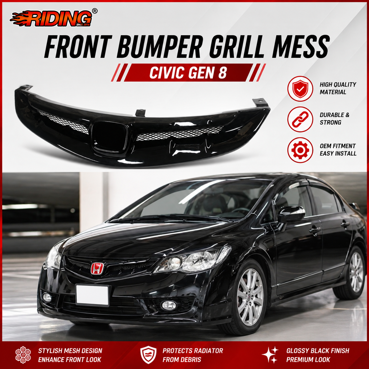 Mặt ca lăng Mugen Honda Civic Gen 8 | Front Bumper Grill Mesh