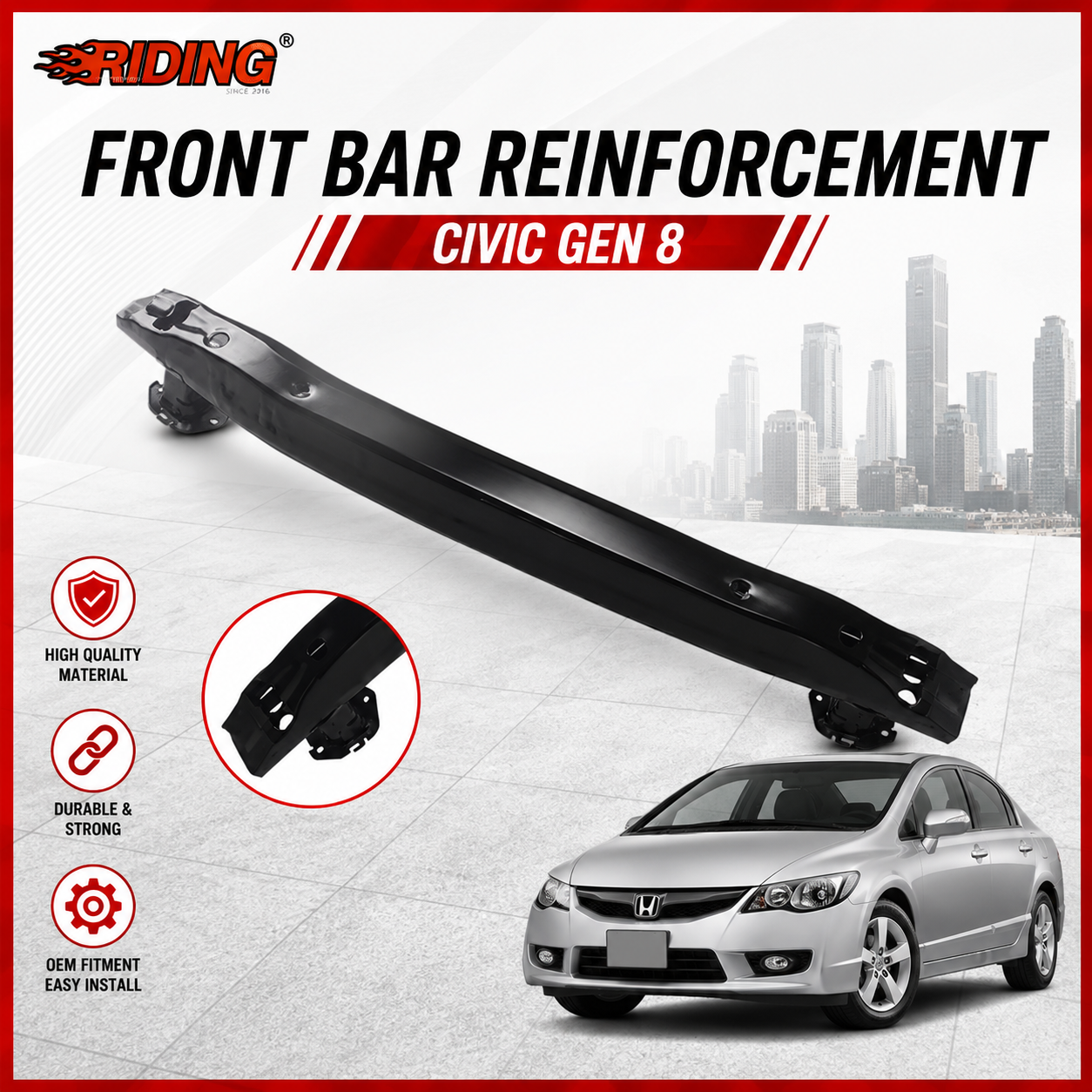 Xương đỡ ba đờ sốc Civic Gen 8 | Bumper Reinforcement Bar