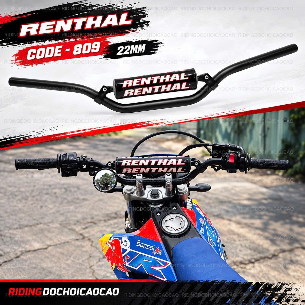 Ghi đông Renthal Code-809 (22mm) chính hãng | Handlebars